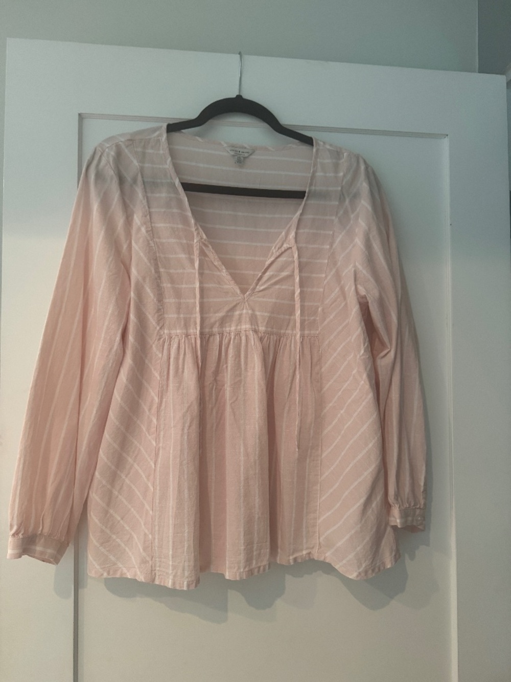 Lucky Brand striped long-sleeve peasant blouse, size L